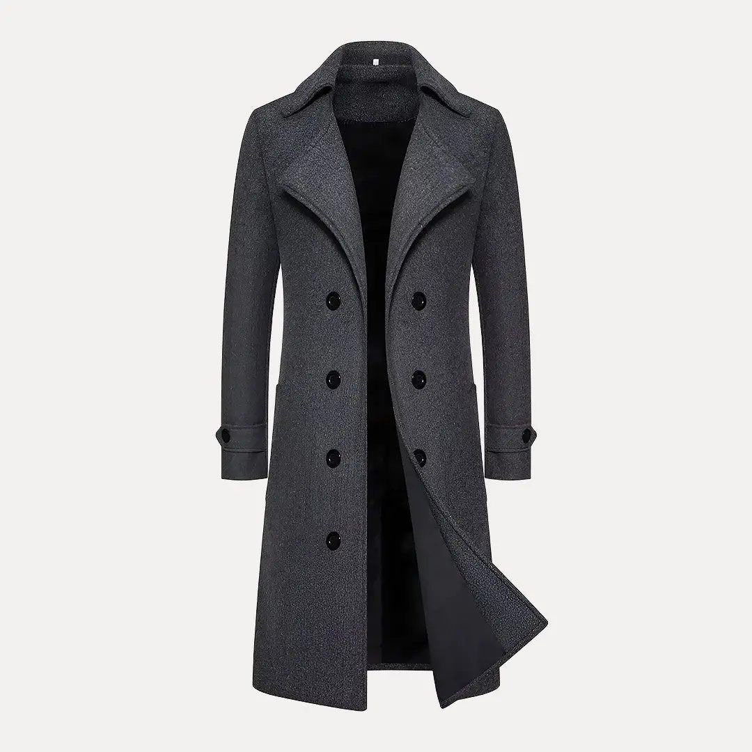 Heidi-Mode | Doppelreihiger Knopf Wollen Trenchcoat