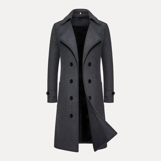 Heidi-Mode | Doppelreihiger Knopf Wollen Trenchcoat