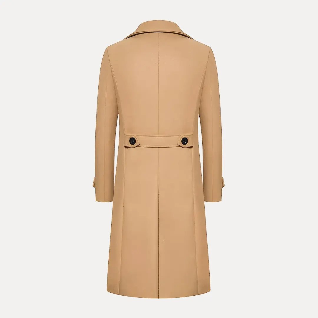 Heidi-Mode | Doppelreihiger Knopf Wollen Trenchcoat