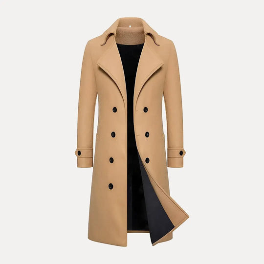 Heidi-Mode | Doppelreihiger Knopf Wollen Trenchcoat
