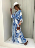 R&B | Halbarm V-Ausschnitt Sommerkleid Langes Kleid