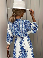 R&B | Halbarm V-Ausschnitt Sommerkleid Langes Kleid