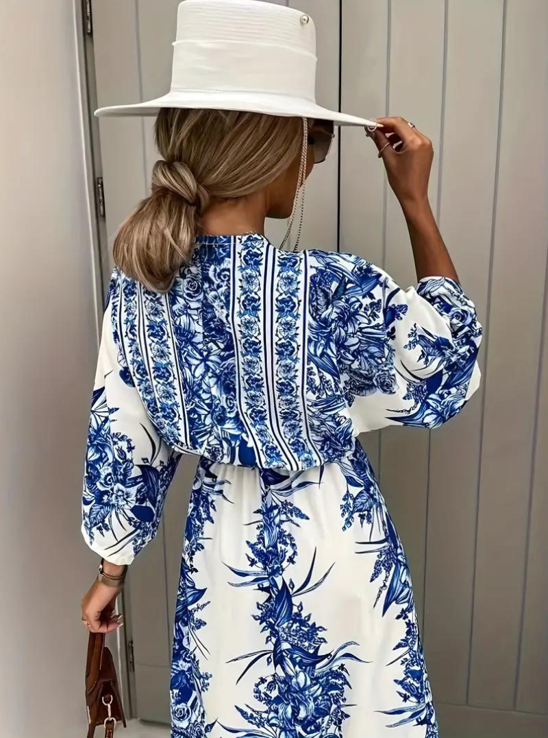 R&B | Halbarm V-Ausschnitt Sommerkleid Langes Kleid