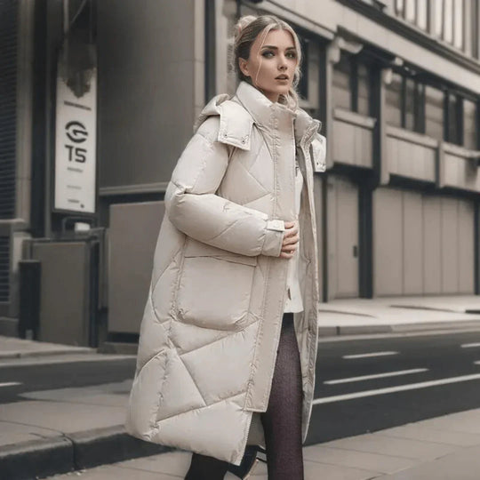 R&B | Gepolsterte Jacke - Oversized-Passform - Kapuze mit Hohem Kragen - Verstellbare Bündchen - Mittellanges Modell
