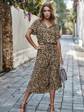 R&B | Elegantes Kurzärmliges Hemdblusenkleid mit Polka Dots und Kordelzug In Der Taille