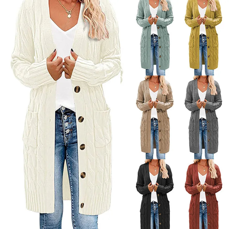 R&B | Langes Wickel-Cardigan, gedreht, gestrickt und stilvoll