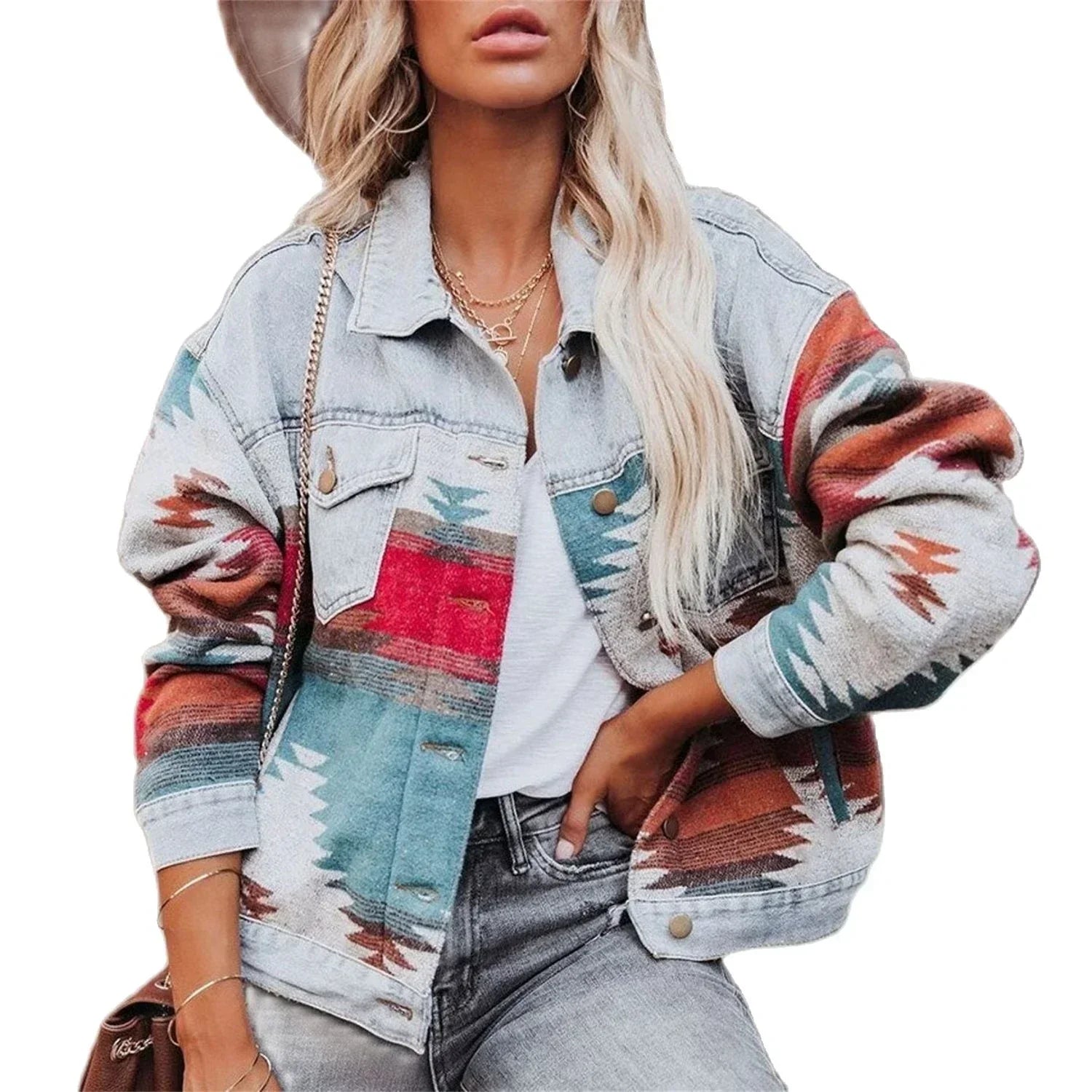 R&B | Zweifarbige Aztekenjacke Vintage und belebend