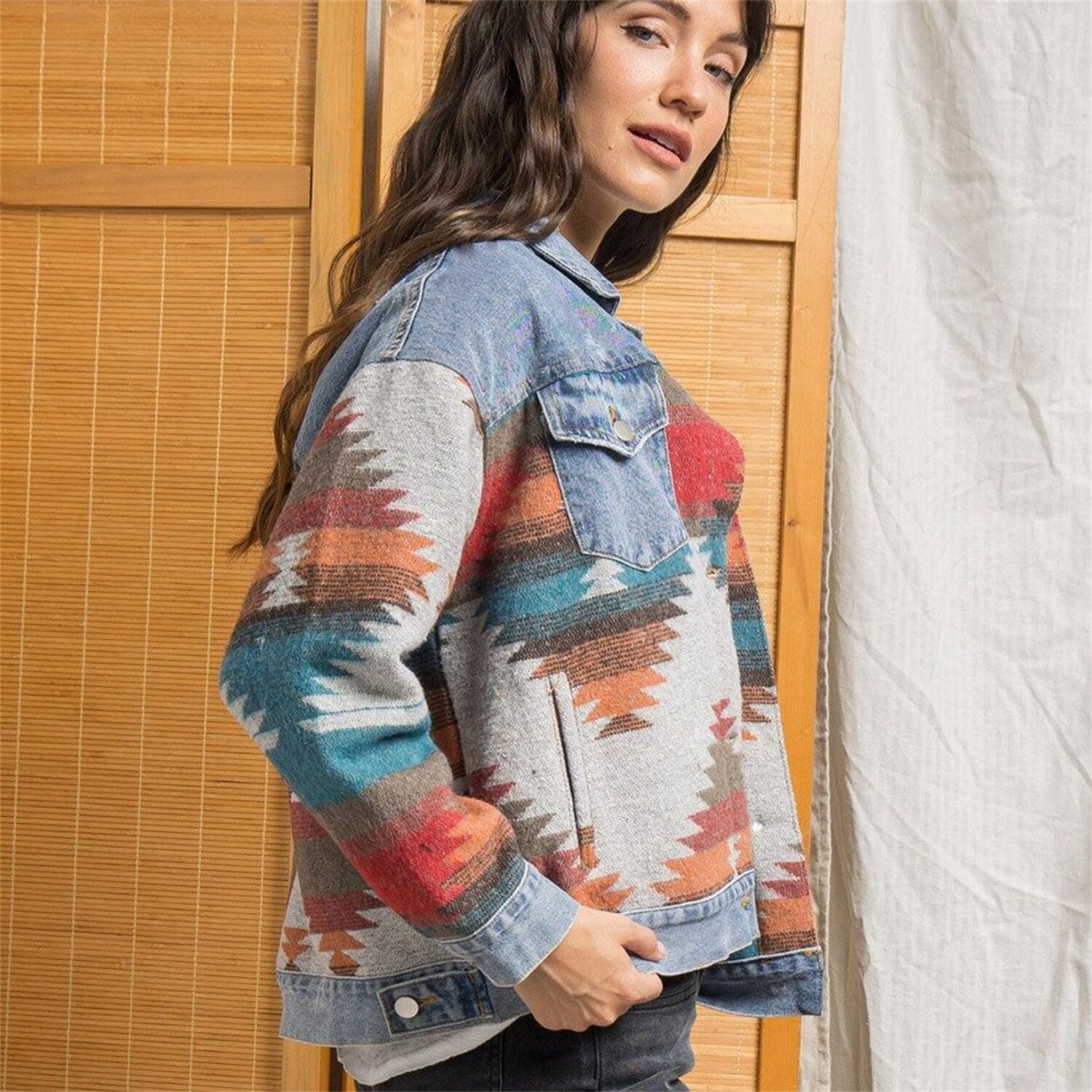 R&B | Zweifarbige Aztekenjacke Vintage und belebend