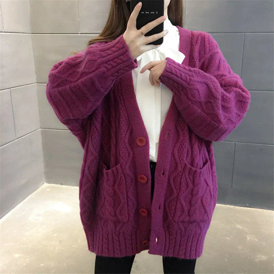 R&B | gestrickte Jacke Lang, dick und warm