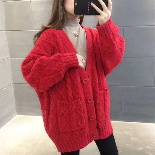 R&B | gestrickte Jacke Lang, dick und warm