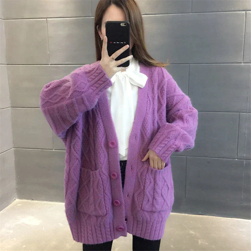 R&B | gestrickte Jacke Lang, dick und warm