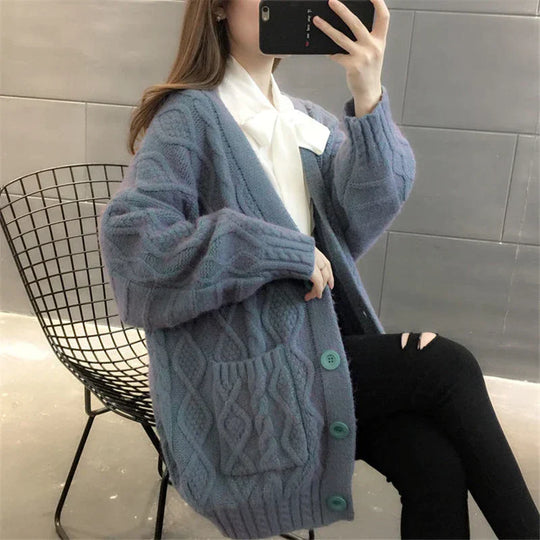 R&B | gestrickte Jacke Lang, dick und warm