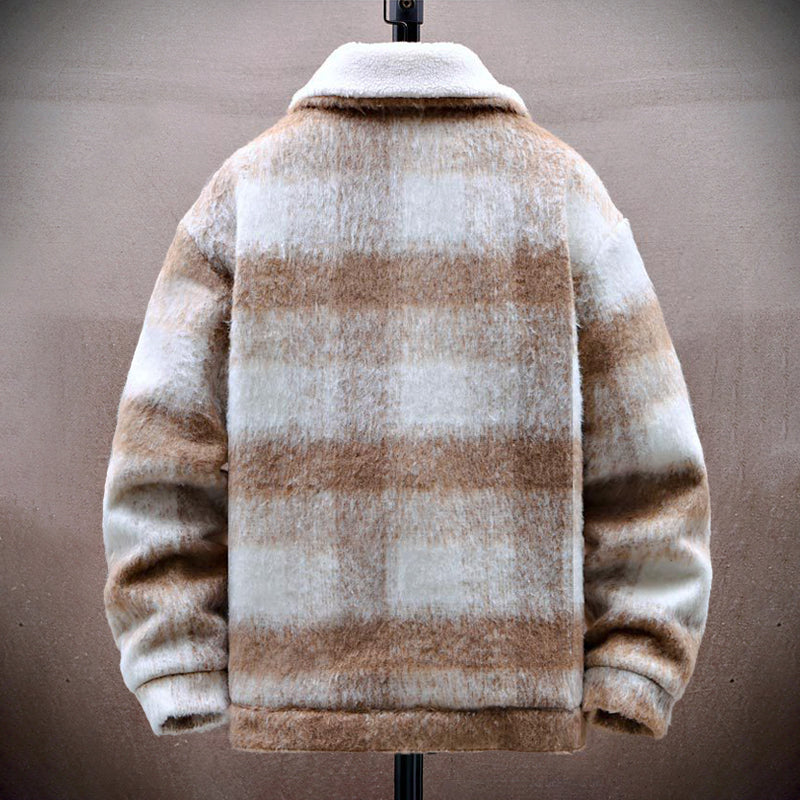 R&B | Karierter Woll-Look-Jacke mit Fleece-Futter