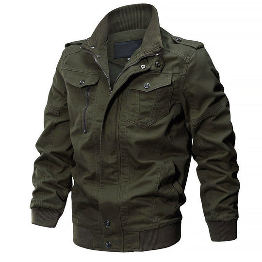 R&B | Baumwolle Militärstil Bomberjacke mit Reißverschlussverschluss