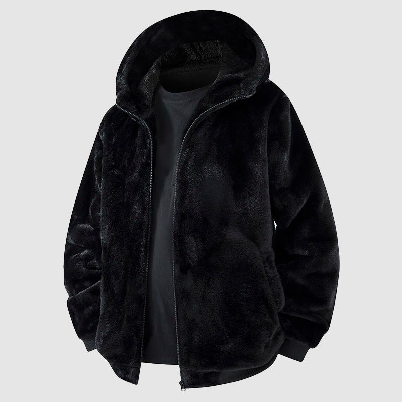 R&B | Kunstfell Kapuzenjacke mit Reißverschluss Vorne