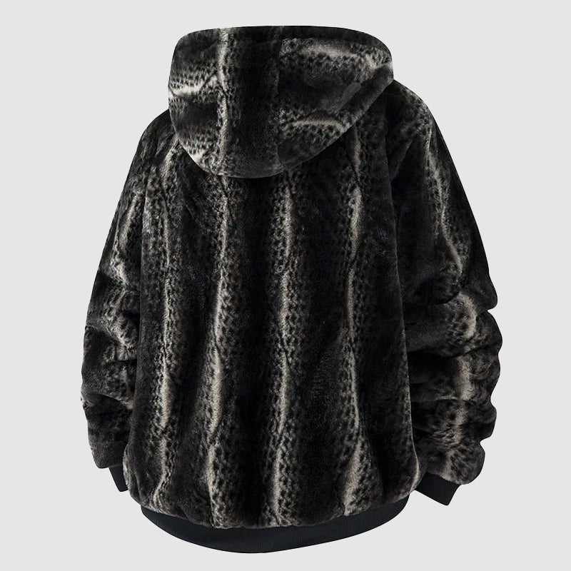 R&B | Kunstfell Kapuzenjacke mit Reißverschluss Vorne