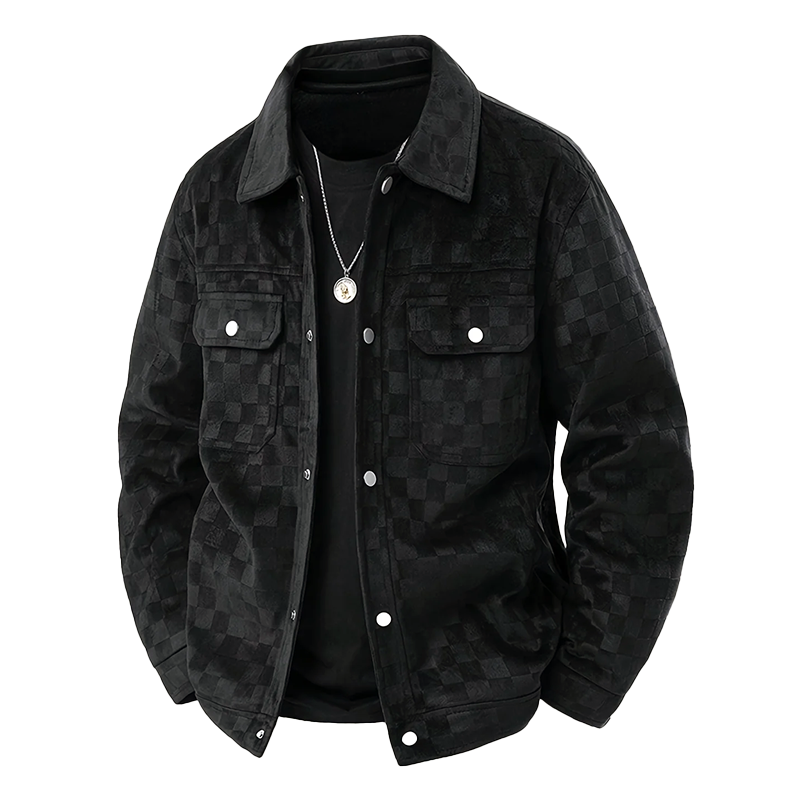R&B | Faux-Suede-Jacke mit Kariertem Muster
