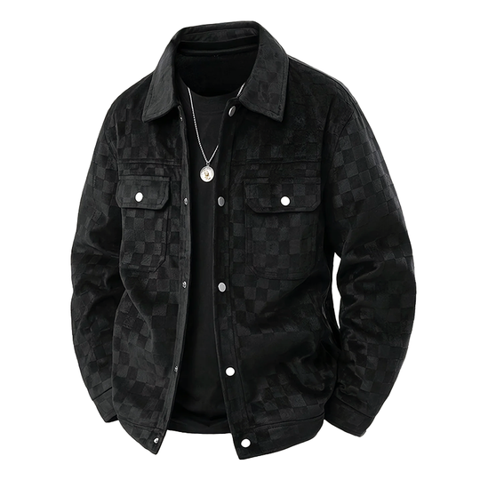 R&B | Faux-Suede-Jacke mit Kariertem Muster