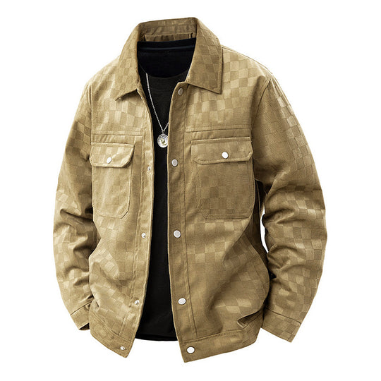 R&B | Faux-Suede-Jacke mit Kariertem Muster
