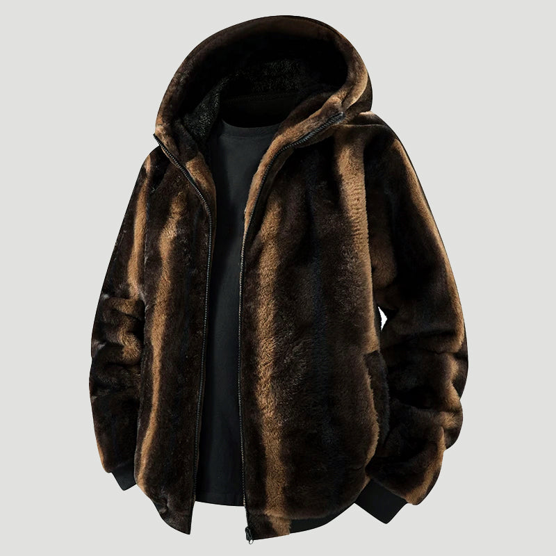 R&B | Kapuzenjacke Aus Kunstfell mit Reißverschluss Vorne