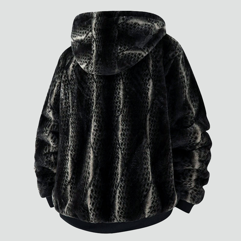 R&B | Kapuzenjacke Aus Kunstfell mit Reißverschluss Vorne