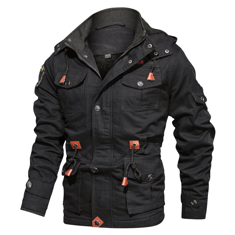 R&B | Militärstil Baumwolljacke mit Fleece-Futter