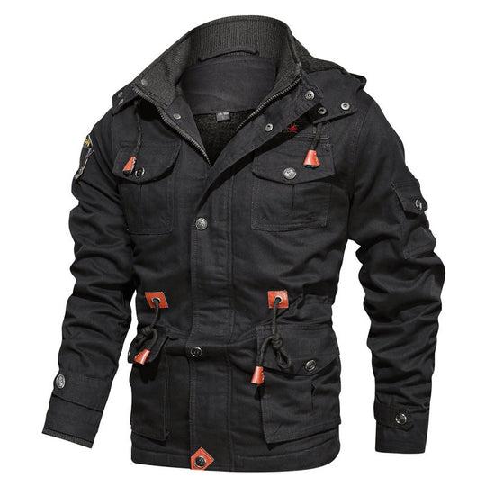 R&B | Militärstil Baumwolljacke mit Fleece-Futter