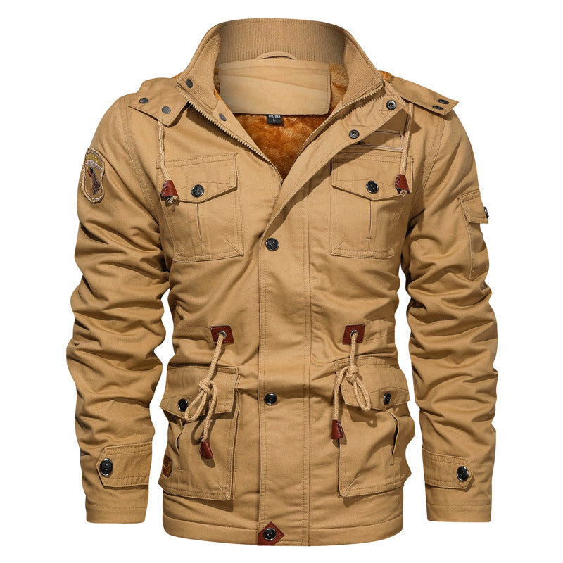 R&B | Militärstil Baumwolljacke mit Fleece-Futter