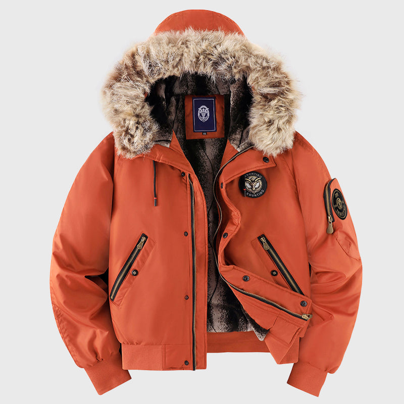 R&B | Winter Bomberjacke mit Fellkapuze