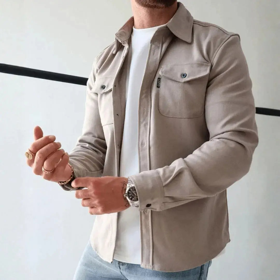 R&B | Strukturierte Knopf-Down Freizeit-Overshirt