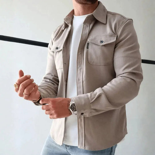 R&B | Strukturierte Knopf-Down Freizeit-Overshirt
