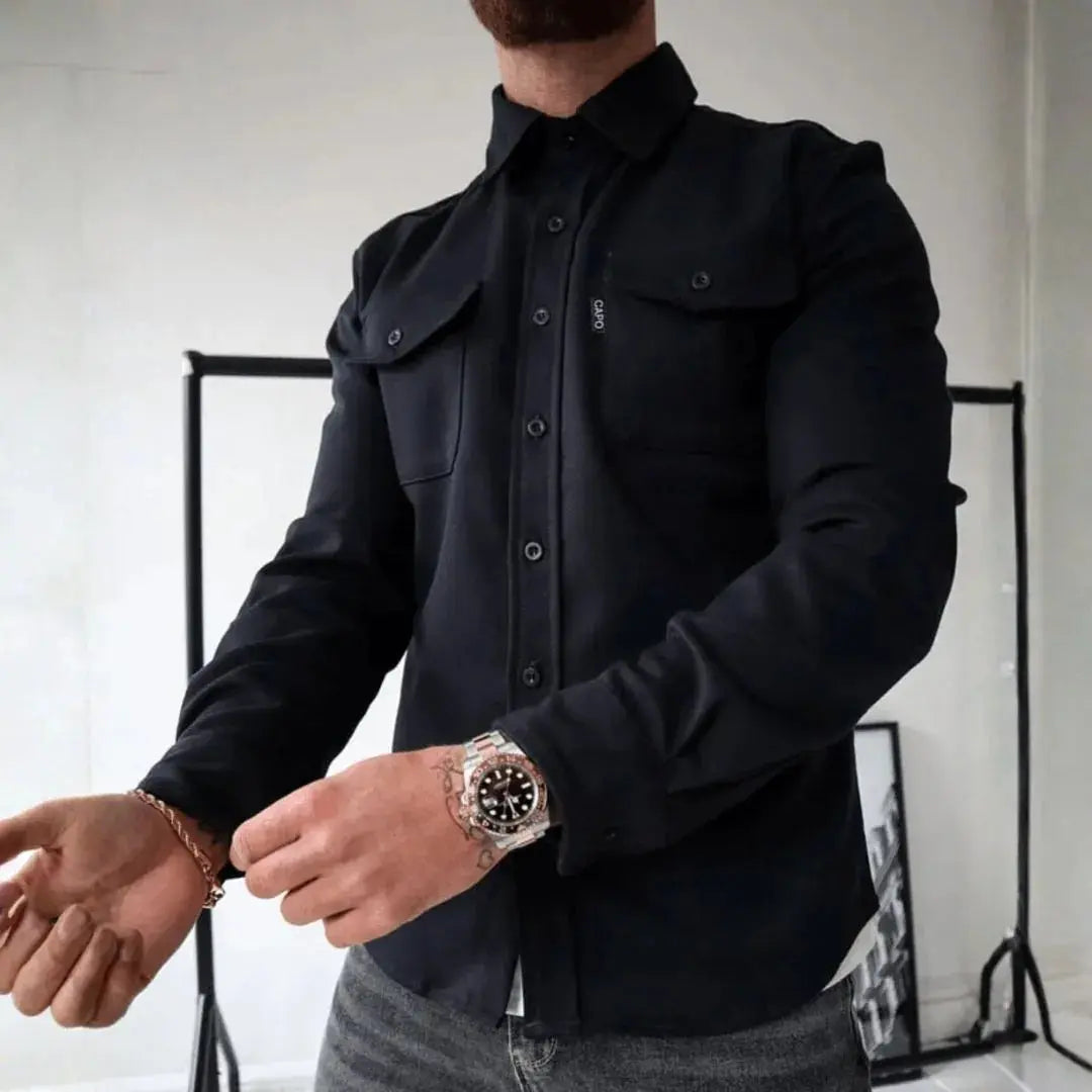 R&B | Strukturierte Knopf-Down Freizeit-Overshirt