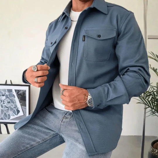 R&B | Strukturierte Knopf-Down Freizeit-Overshirt