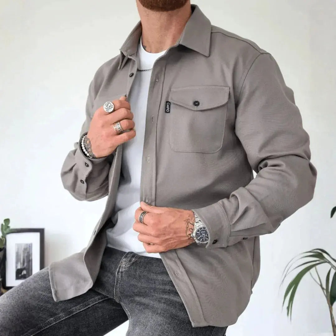 R&B | Strukturierte Knopf-Down Freizeit-Overshirt