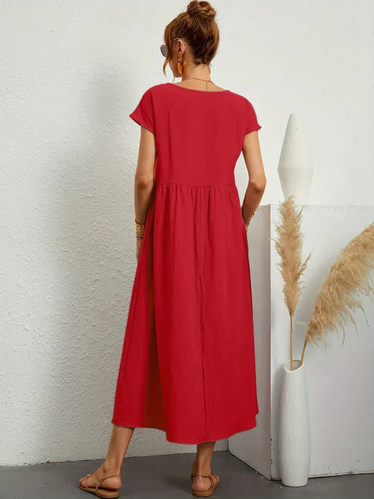 R&B | Casual Elegant Baumwolle und Leinenkleid