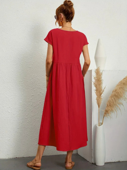 R&B | Casual Elegant Baumwolle und Leinenkleid