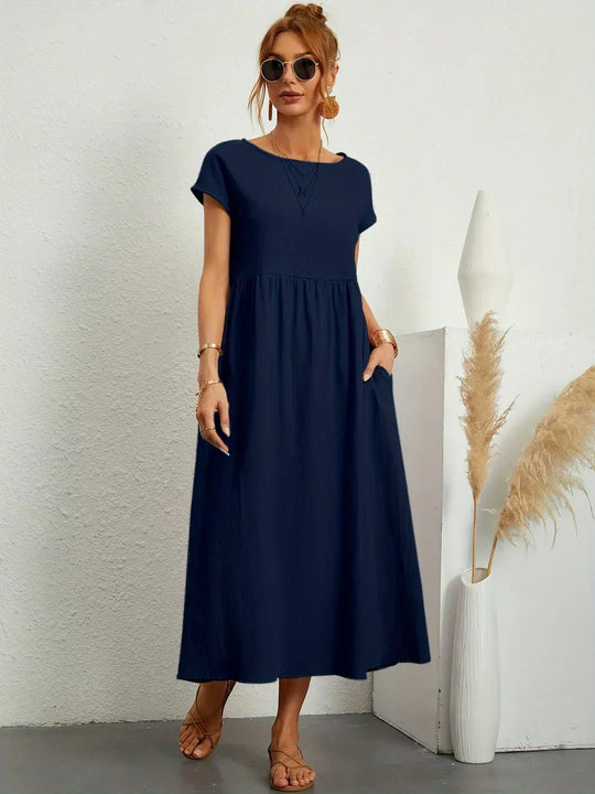 R&B | Casual Elegant Baumwolle und Leinenkleid