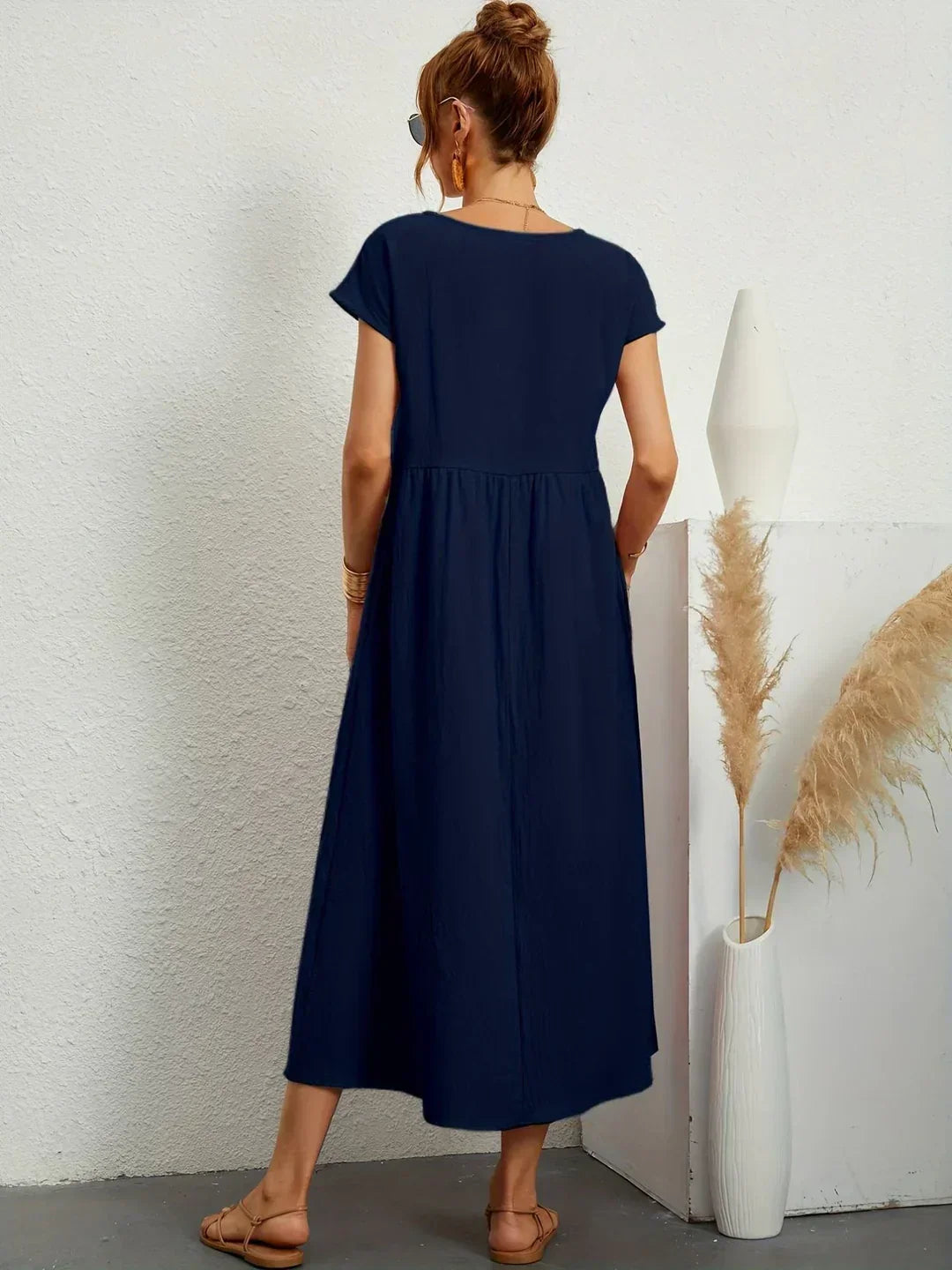 R&B | Casual Elegant Baumwolle und Leinenkleid