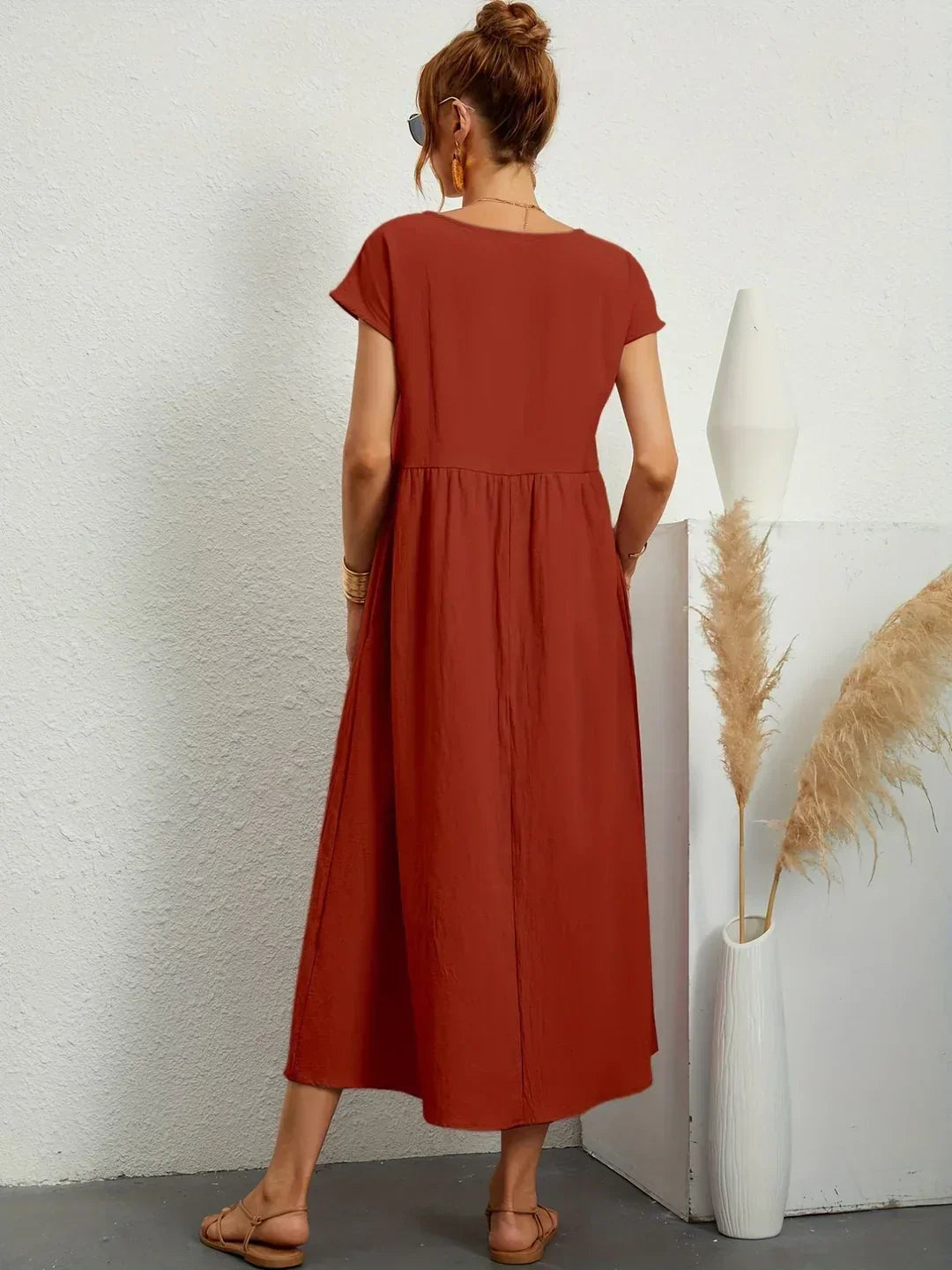 R&B | Casual Elegant Baumwolle und Leinenkleid