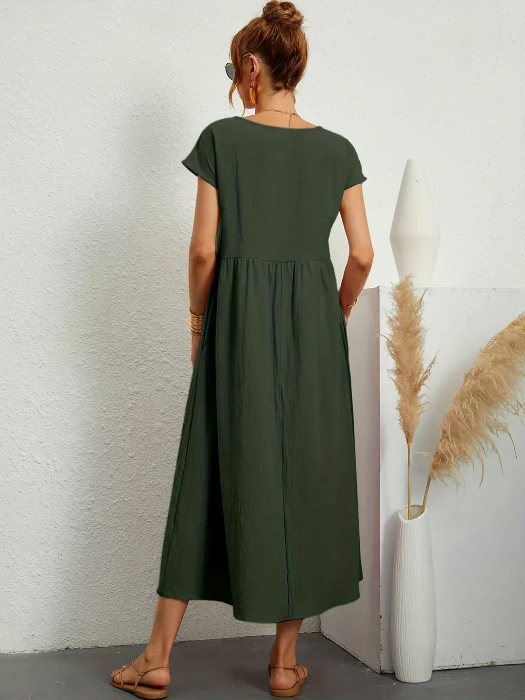 R&B | Casual Elegant Baumwolle und Leinenkleid