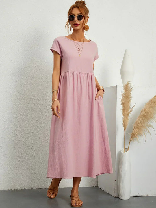 R&B | Casual Elegant Baumwolle und Leinenkleid