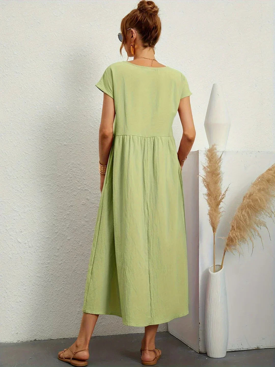 R&B | Casual Elegant Baumwolle und Leinenkleid