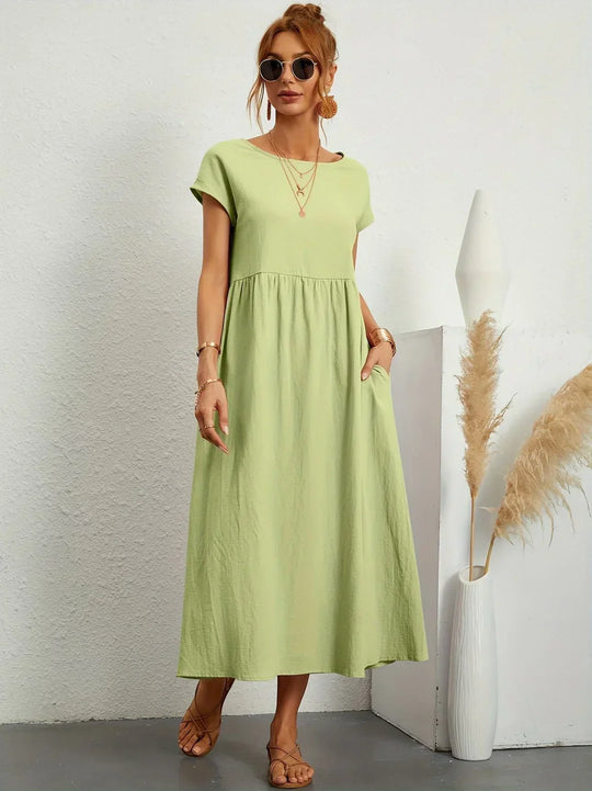 R&B | Casual Elegant Baumwolle und Leinenkleid