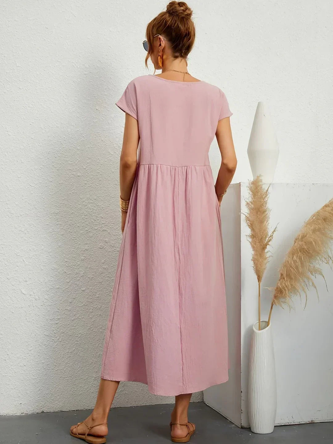 R&B | Casual Elegant Baumwolle und Leinenkleid