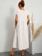 R&B | Casual Elegant Baumwolle und Leinenkleid