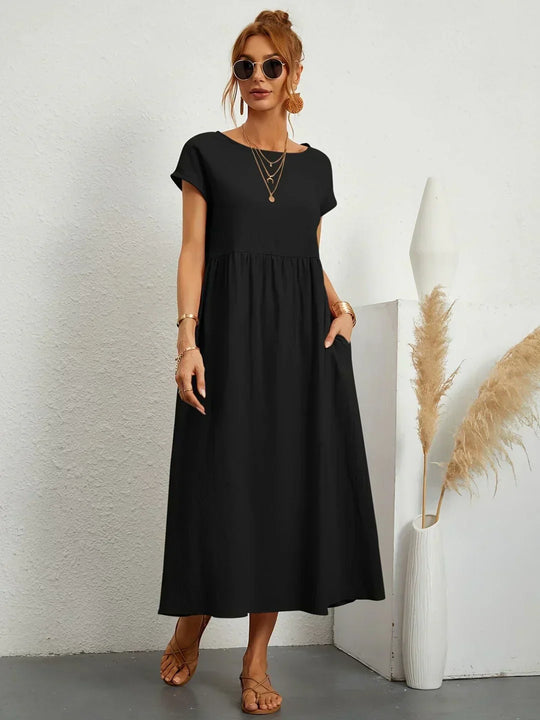 R&B | Casual Elegant Baumwolle und Leinenkleid