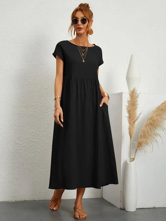 R&B | Casual Elegant Baumwolle und Leinenkleid
