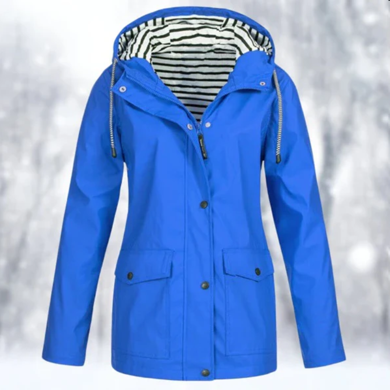 R&B | Damen Frühling Winddicht Regenjacke mit Gestreiftem Futter