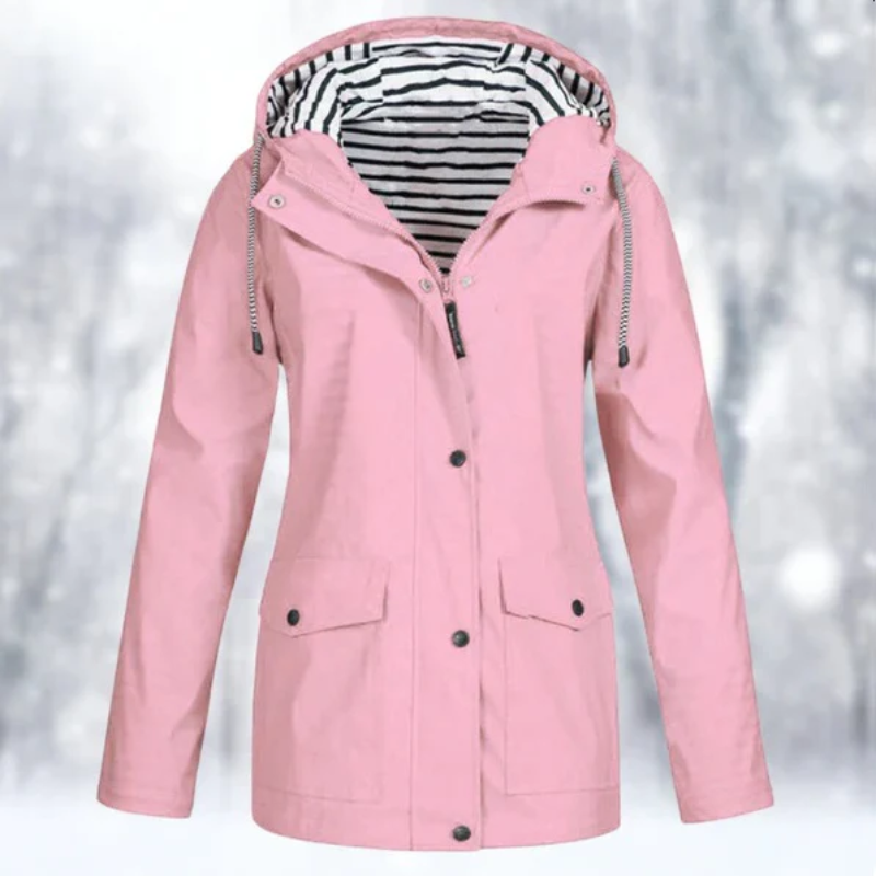R&B | Damen Frühling Winddicht Regenjacke mit Gestreiftem Futter