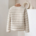 R&B | Gepolsterte Regular Fit Daunenjacke Kragenlose Knopfleiste Jacke